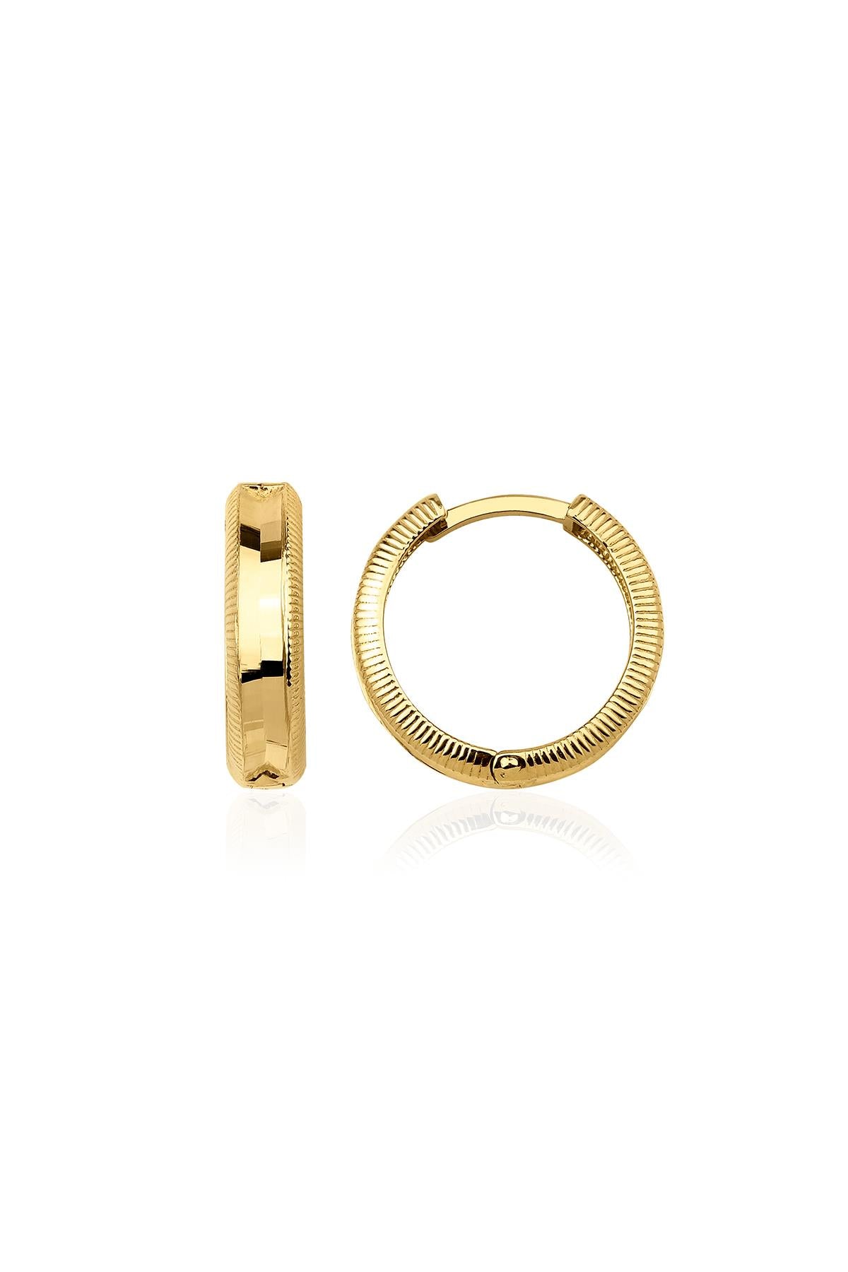 14K Gold Sparkly Hoop Earrings
