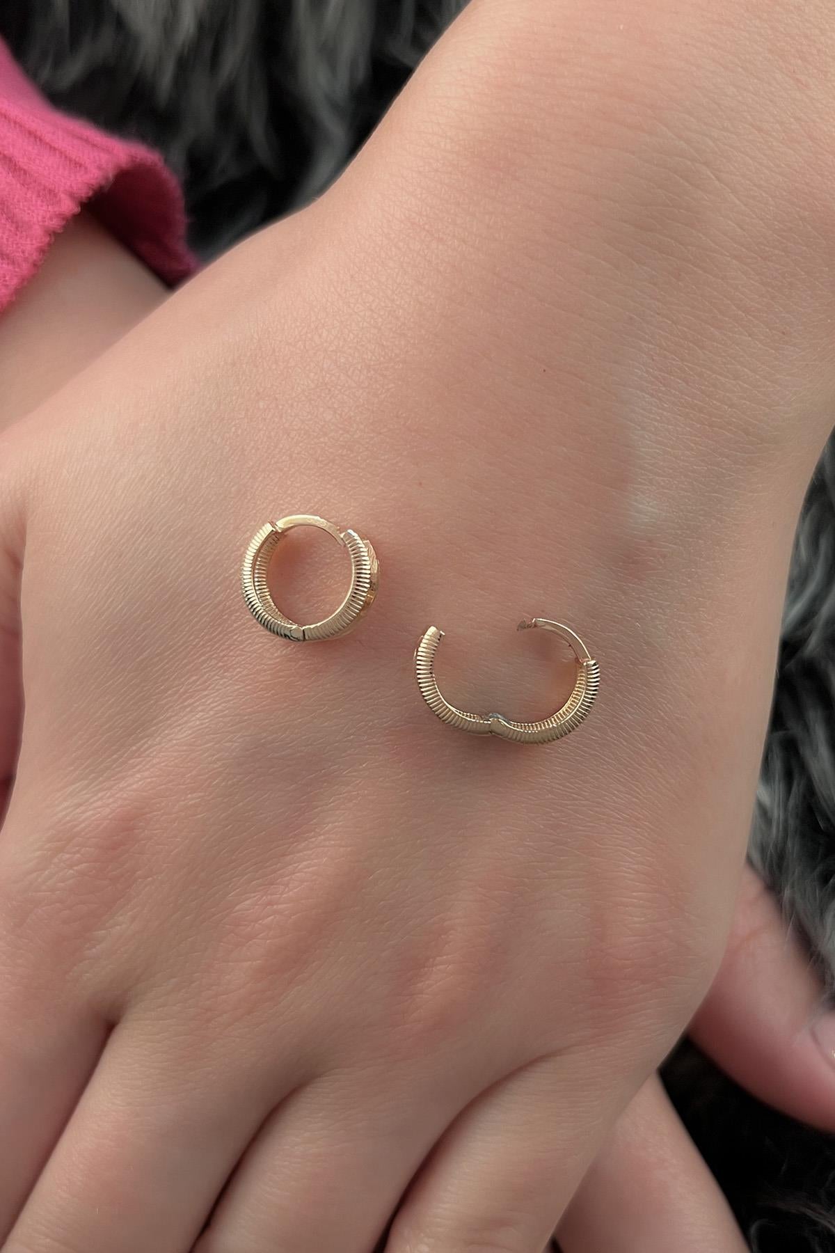 14K Gold Sparkly Hoop Earrings