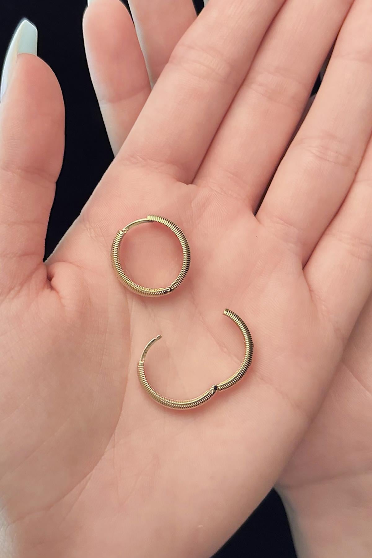 14k Gold Sparkly Hoop Earrings 4