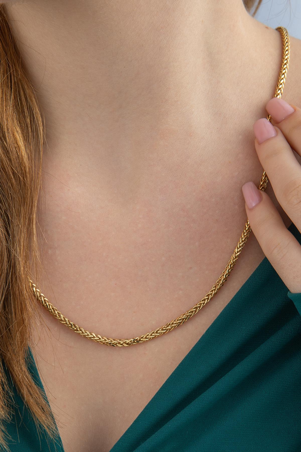 14K Gold Square Foxtail Chain 0.100 inch