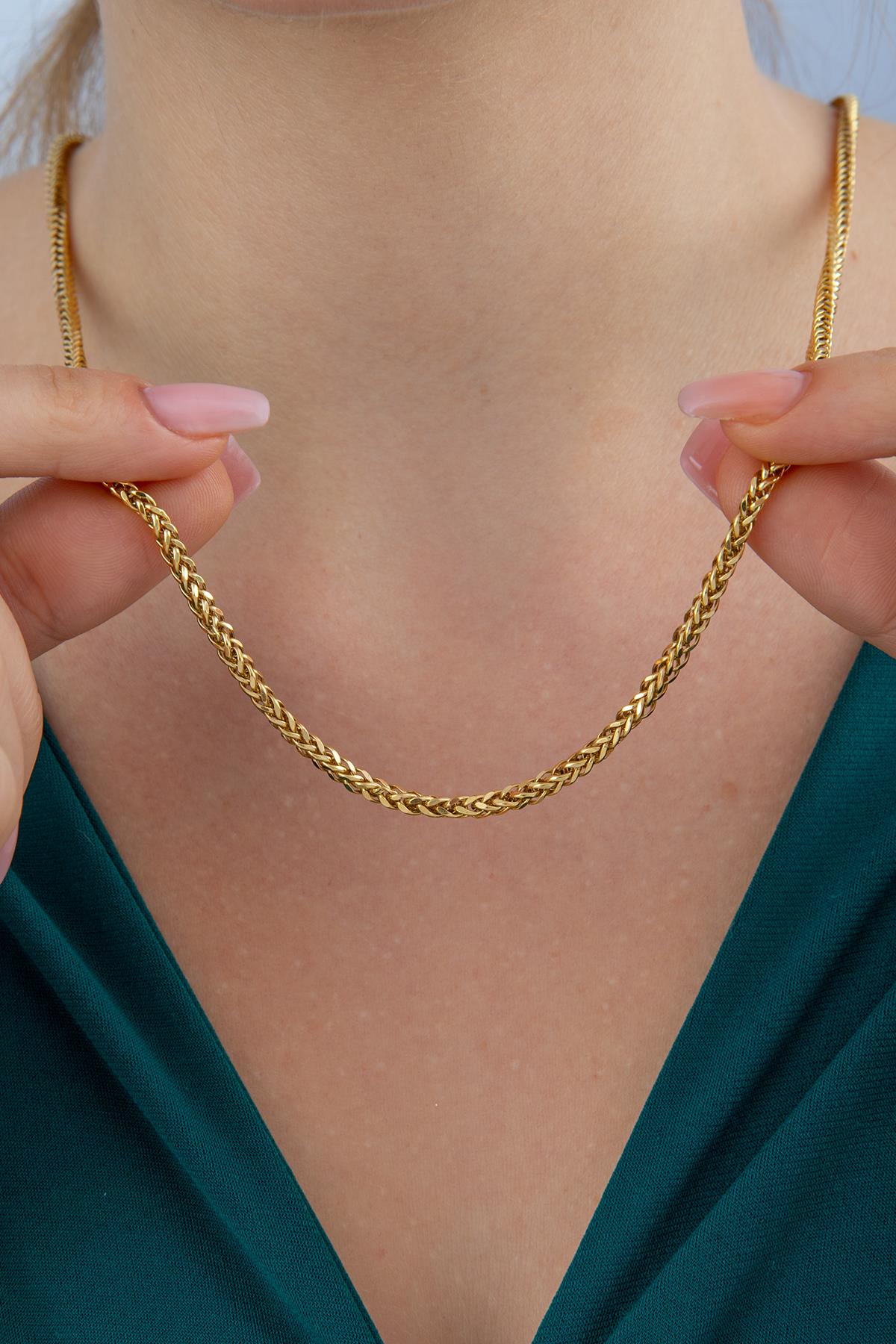 14K Gold Square Foxtail Chain 0.100 inch