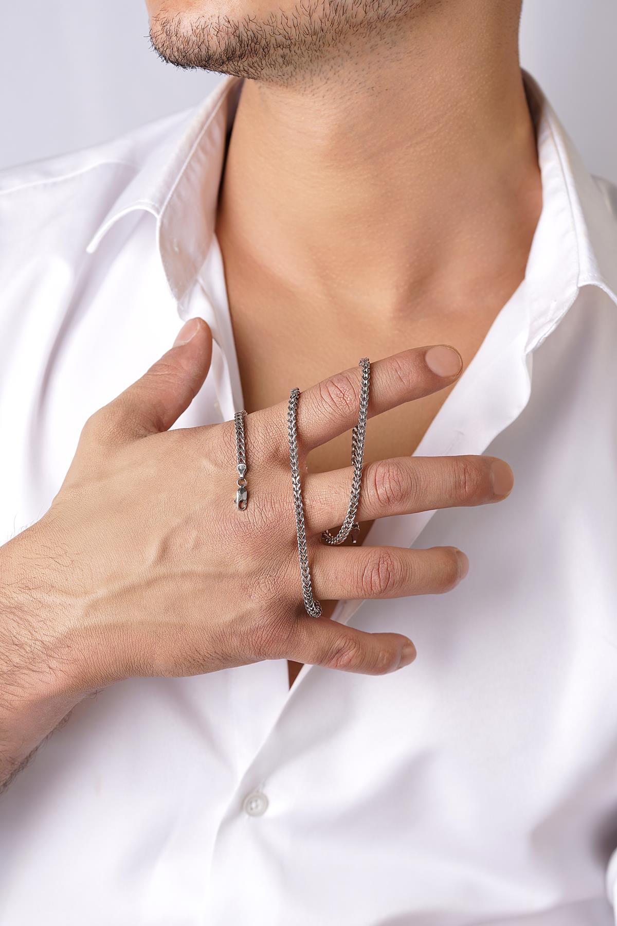 14K Gold Square Foxtail Chain 0.127 inch