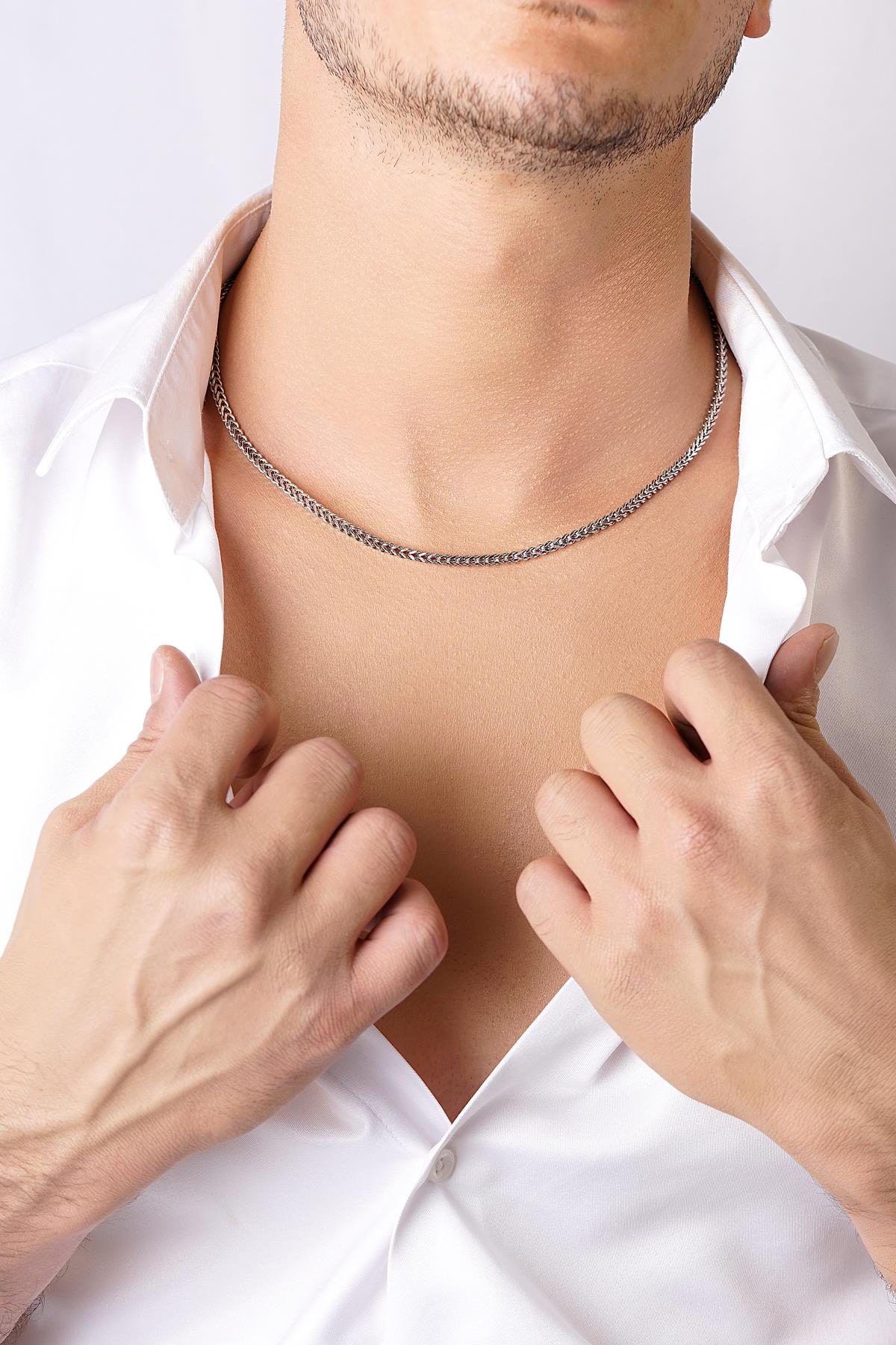 14K Solid Gold Square Foxtail Chain 0.127 inch