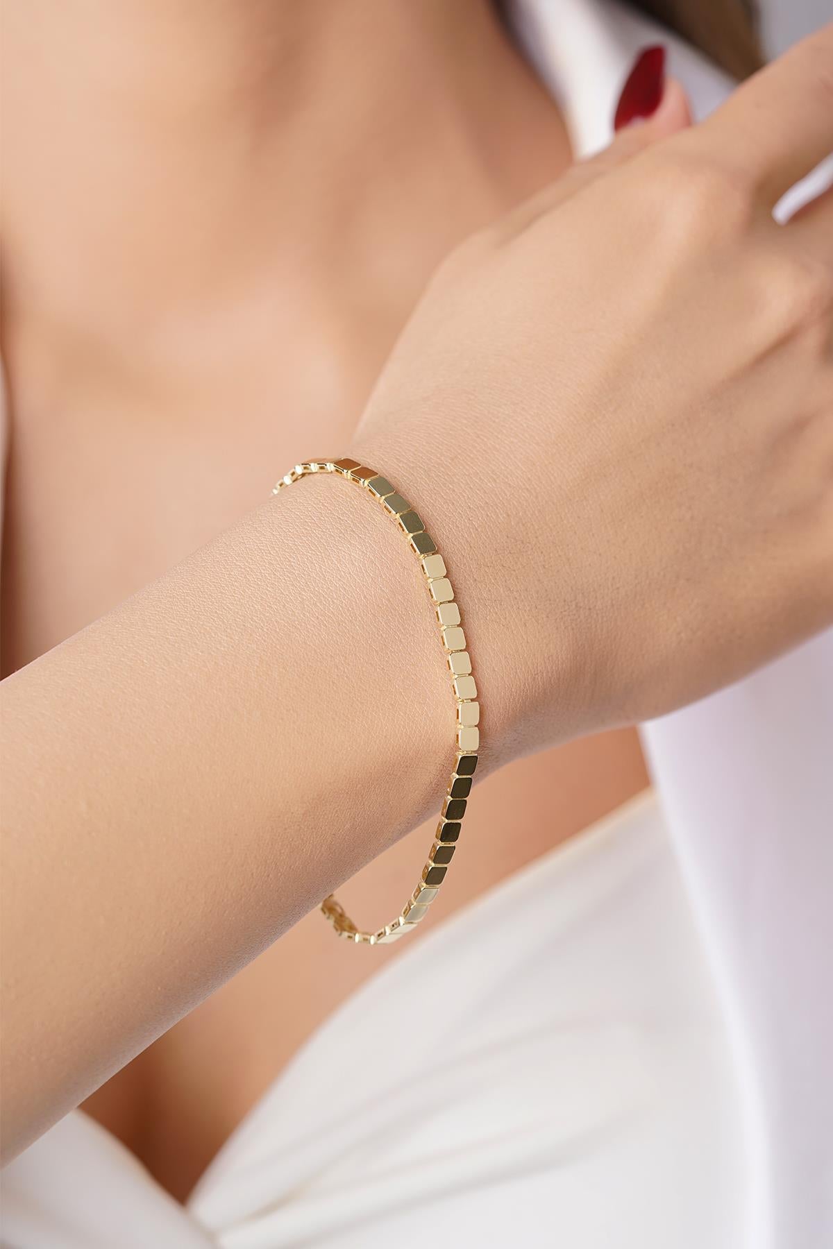 14K Gold Square Series Bracelet