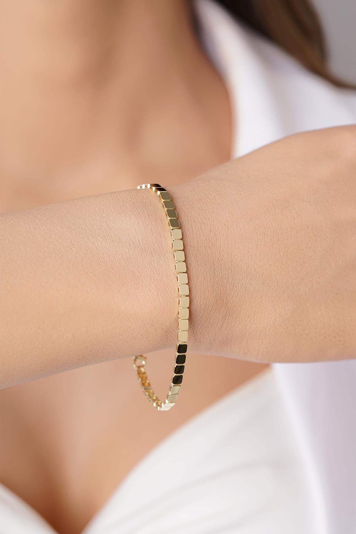 14K Gold Square Series Bracelet
