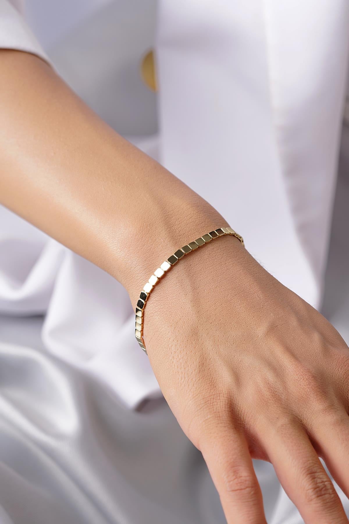 14K Gold Square Series Bracelet