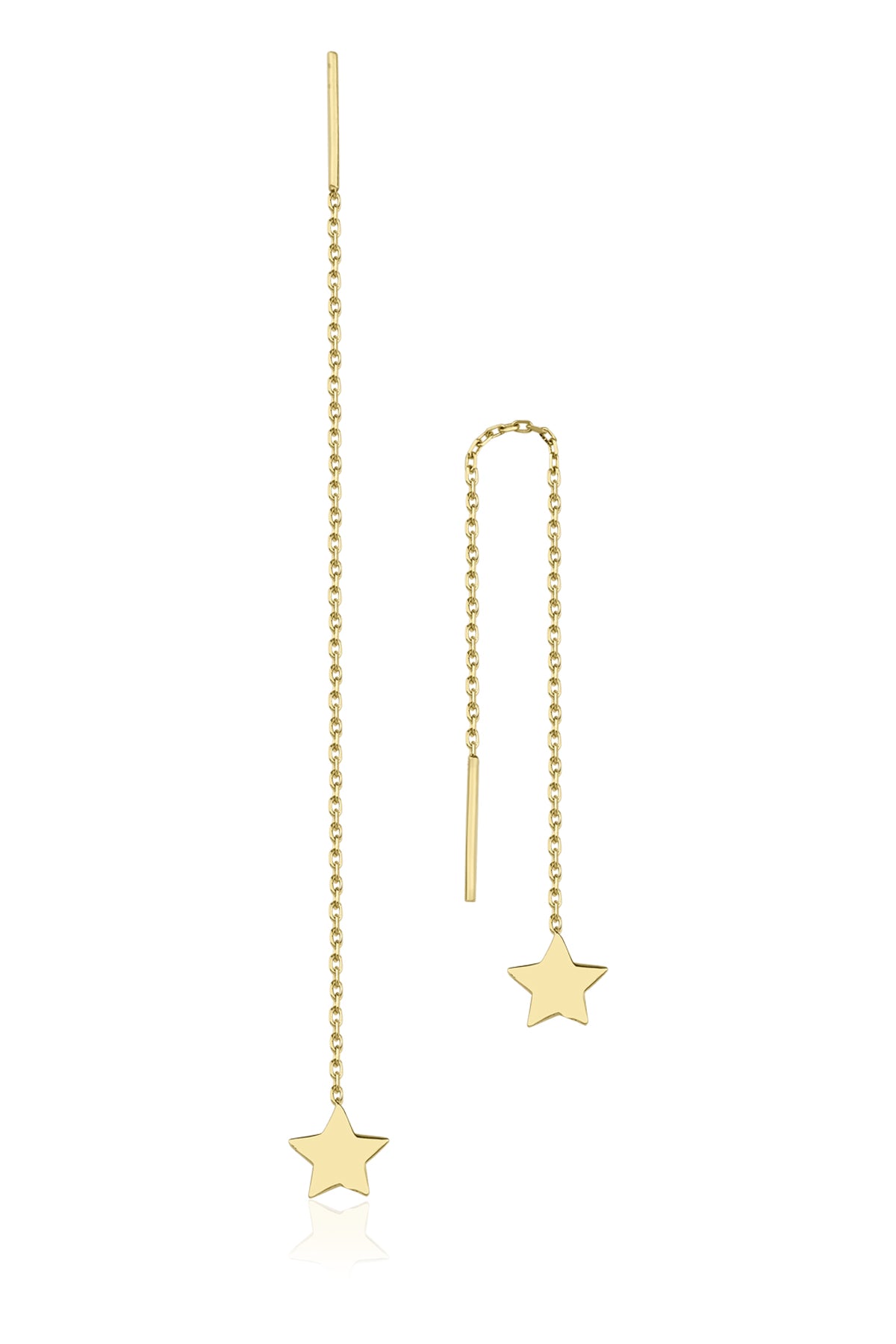14K Gold Star-Detail Chain Earrings
