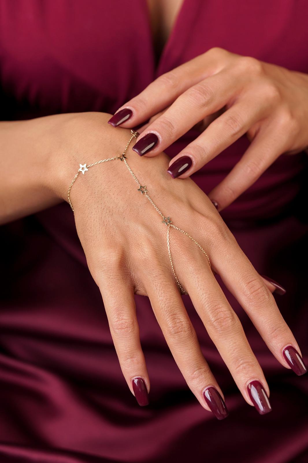 14K Gold Star Hand Chain