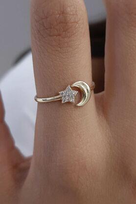 14K Gold Star Moon Ring