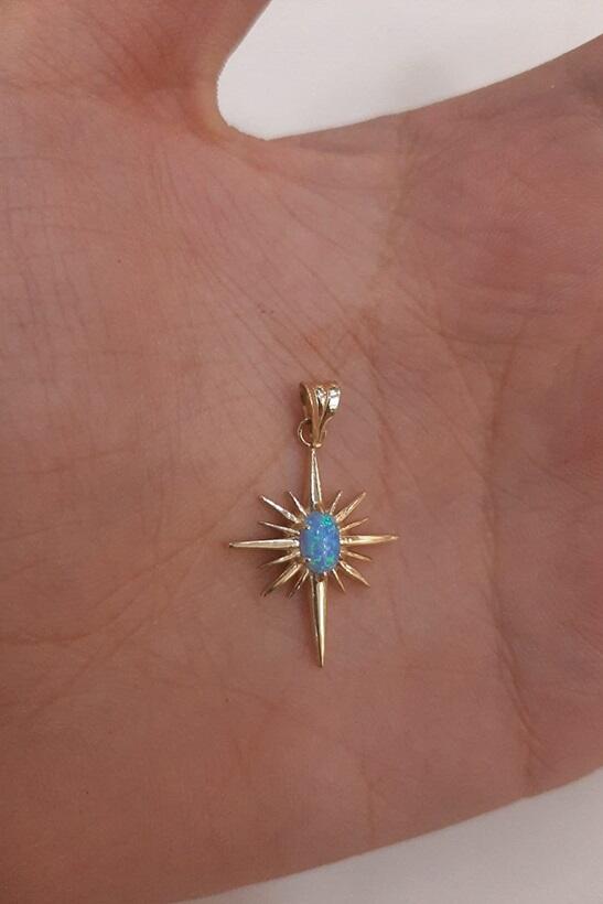 14K Gold Starburst Charm