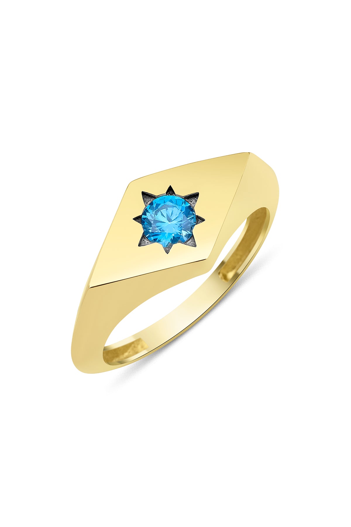 14K Gold Starlight Aquamarine Ring