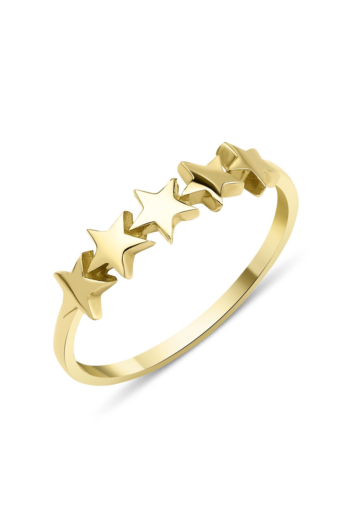 14K Gold Stars Row Ring