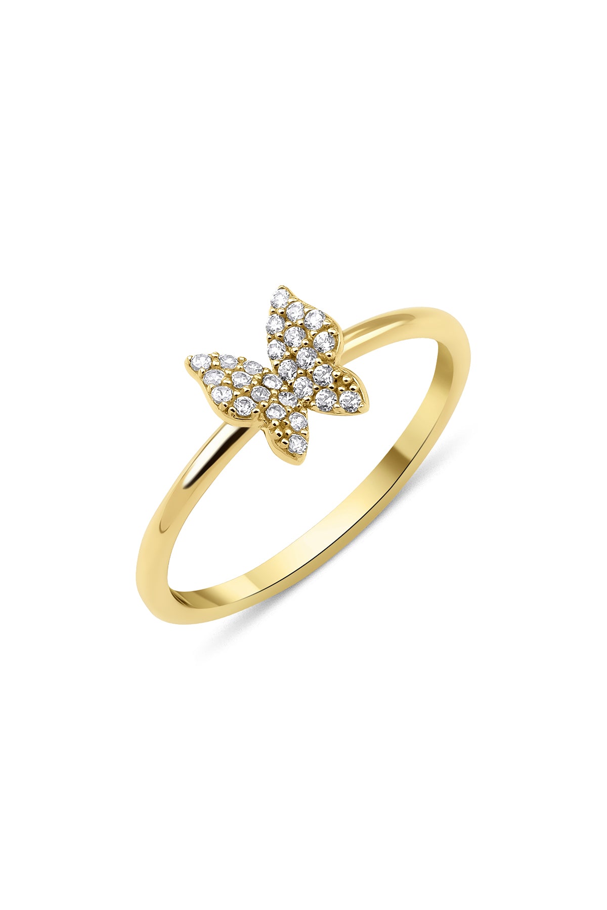 14K Gold Stone Butterfly Ring