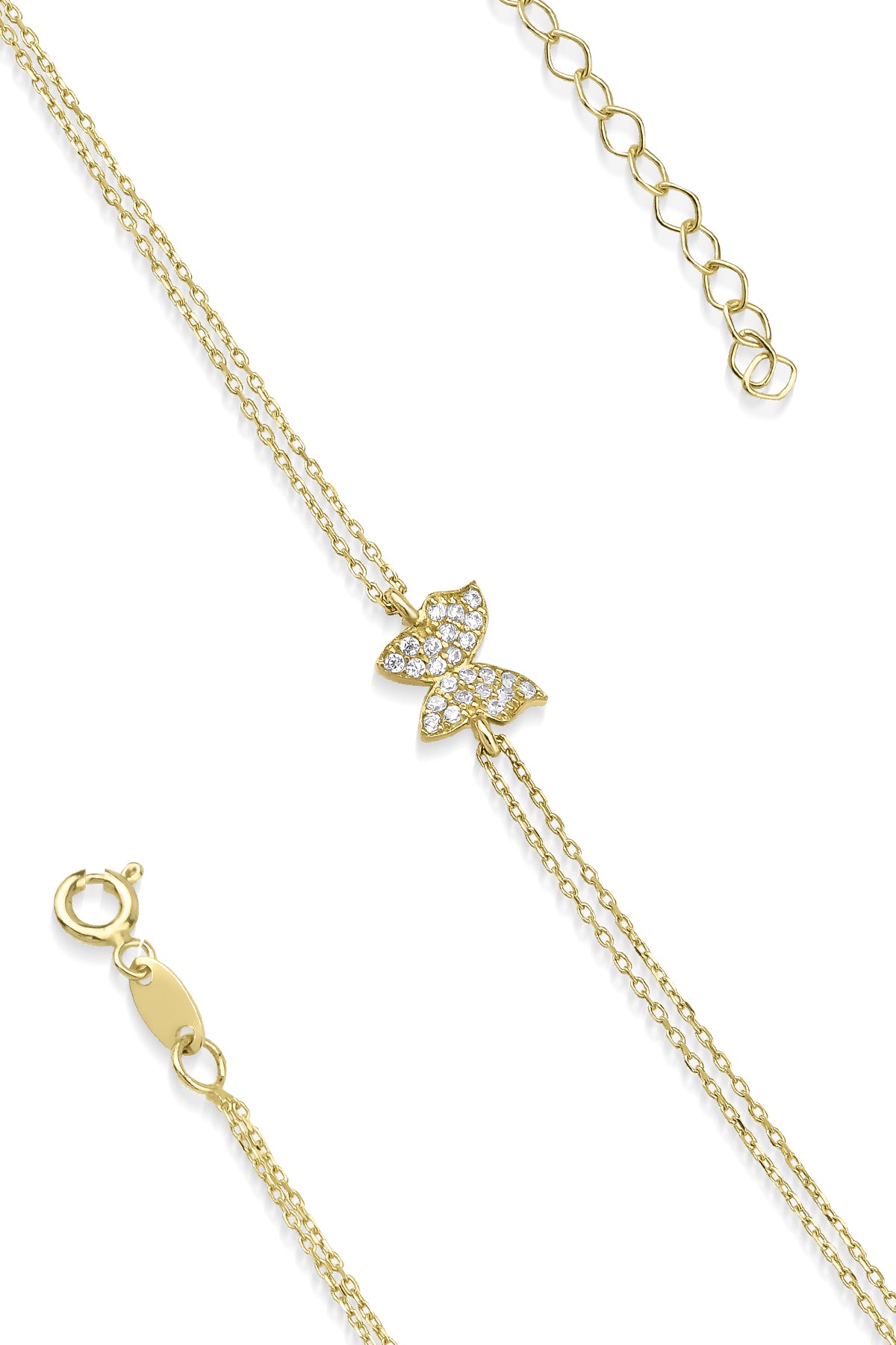 14K Gold Stone Butterfly Shape Bracelet