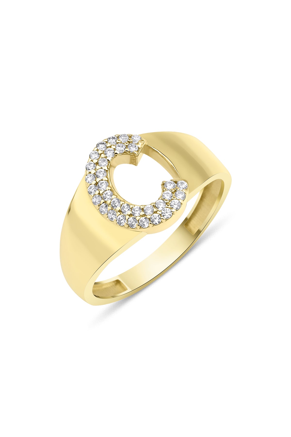 14K Gold Stone C Initial Ring