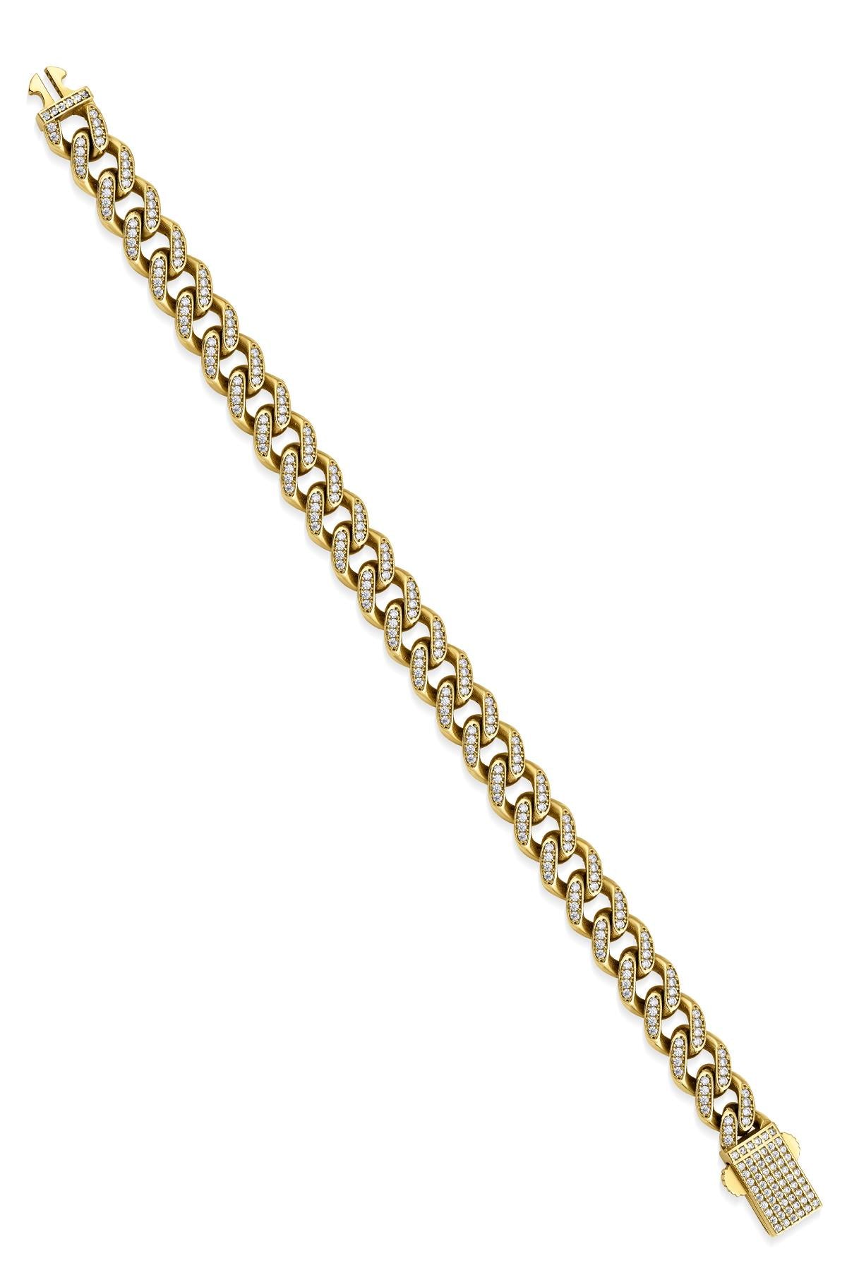 14K Solid Gold Stone Curb Cuban Bracelet