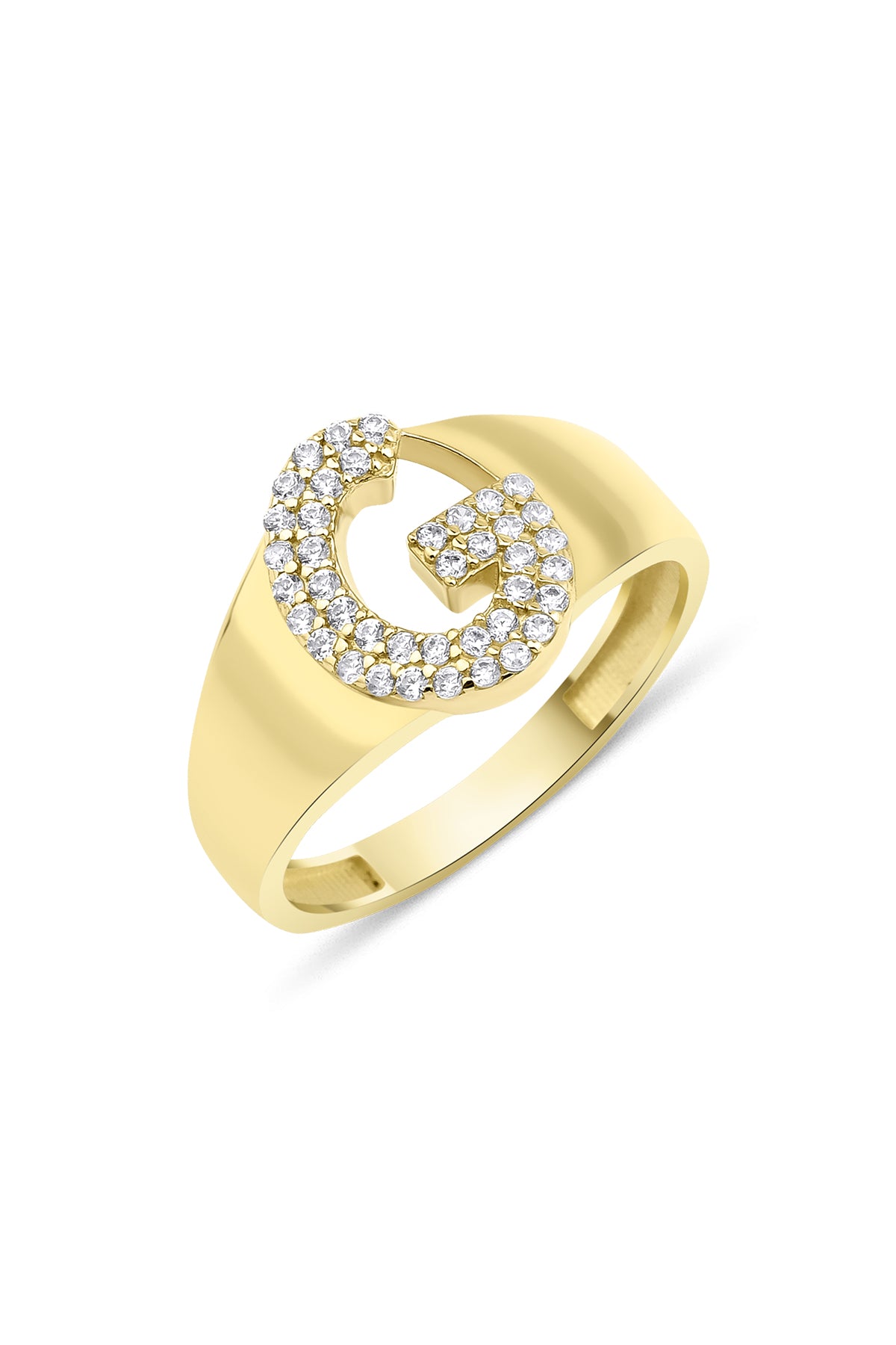 14K Gold Stone G Initial Ring
