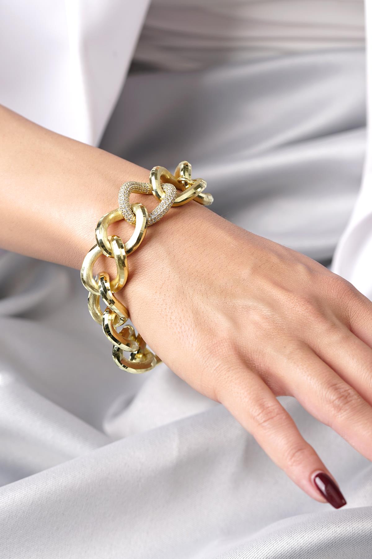 14K Gold Stone Hoop Gourmet Bracelet