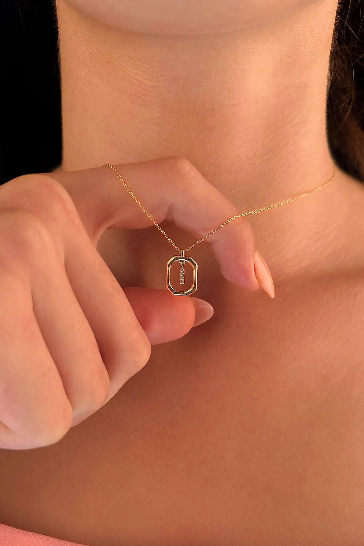 14K Gold Stone I Initial Necklace