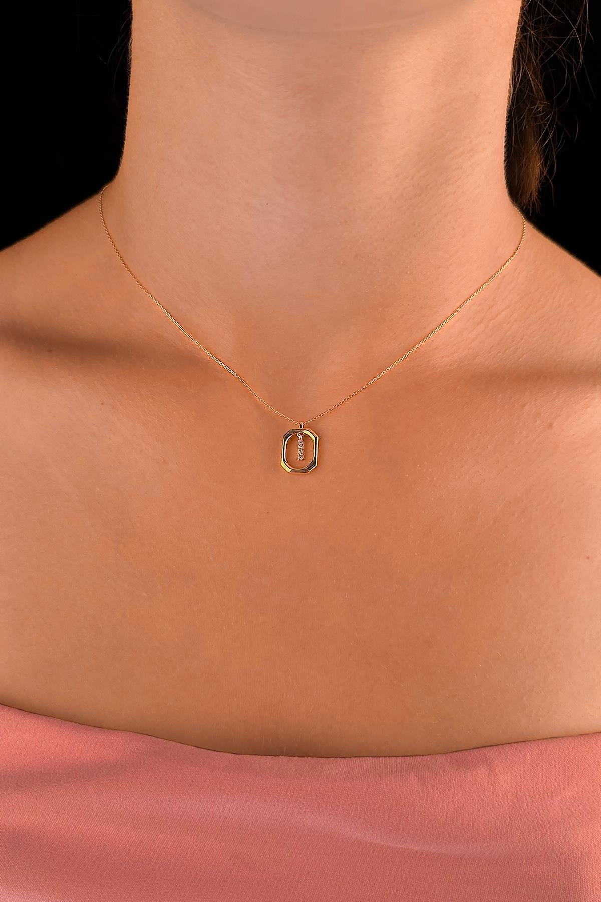 14K Gold Stone I Initial Necklace