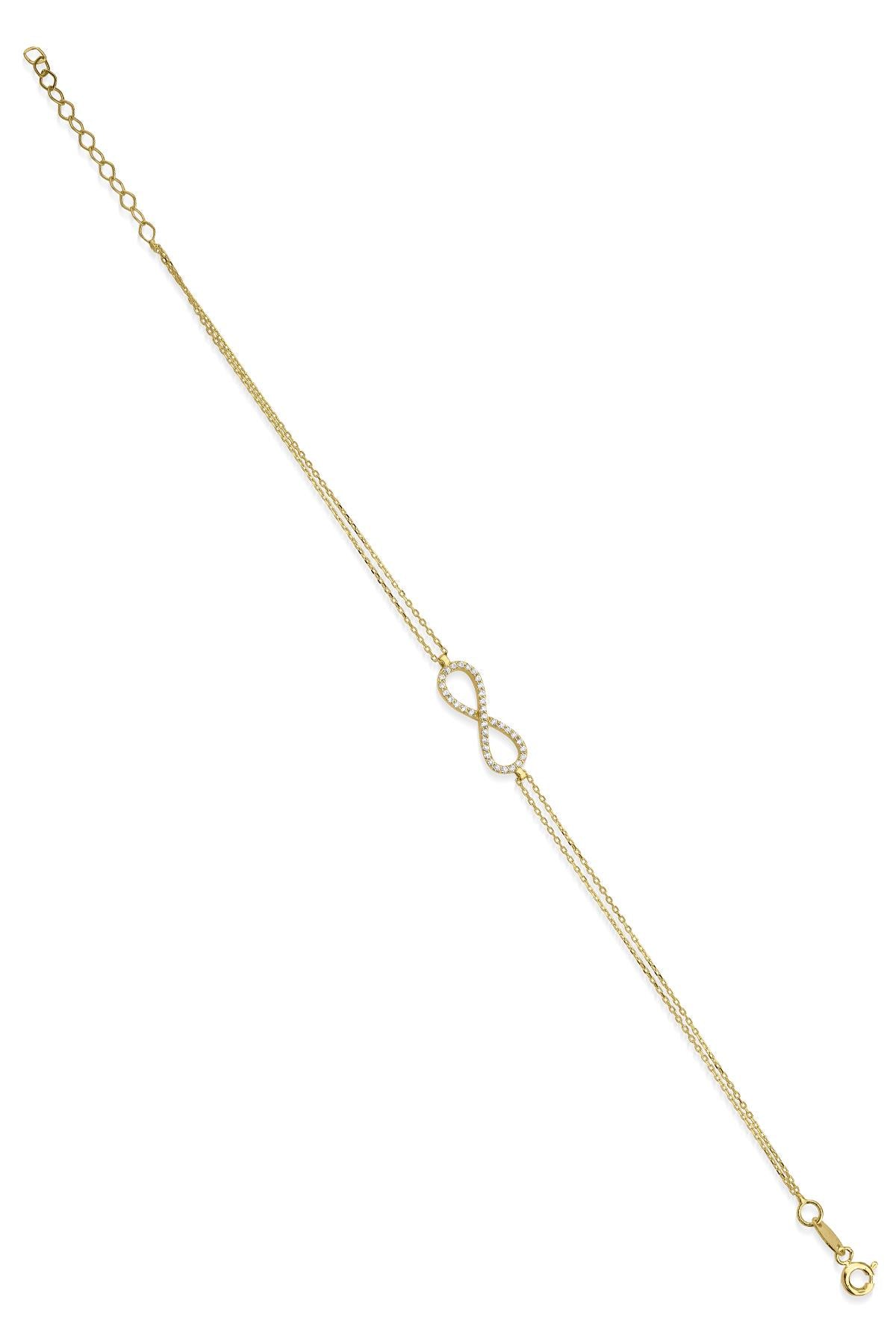 14K Gold Stone İnfinity Bracelet