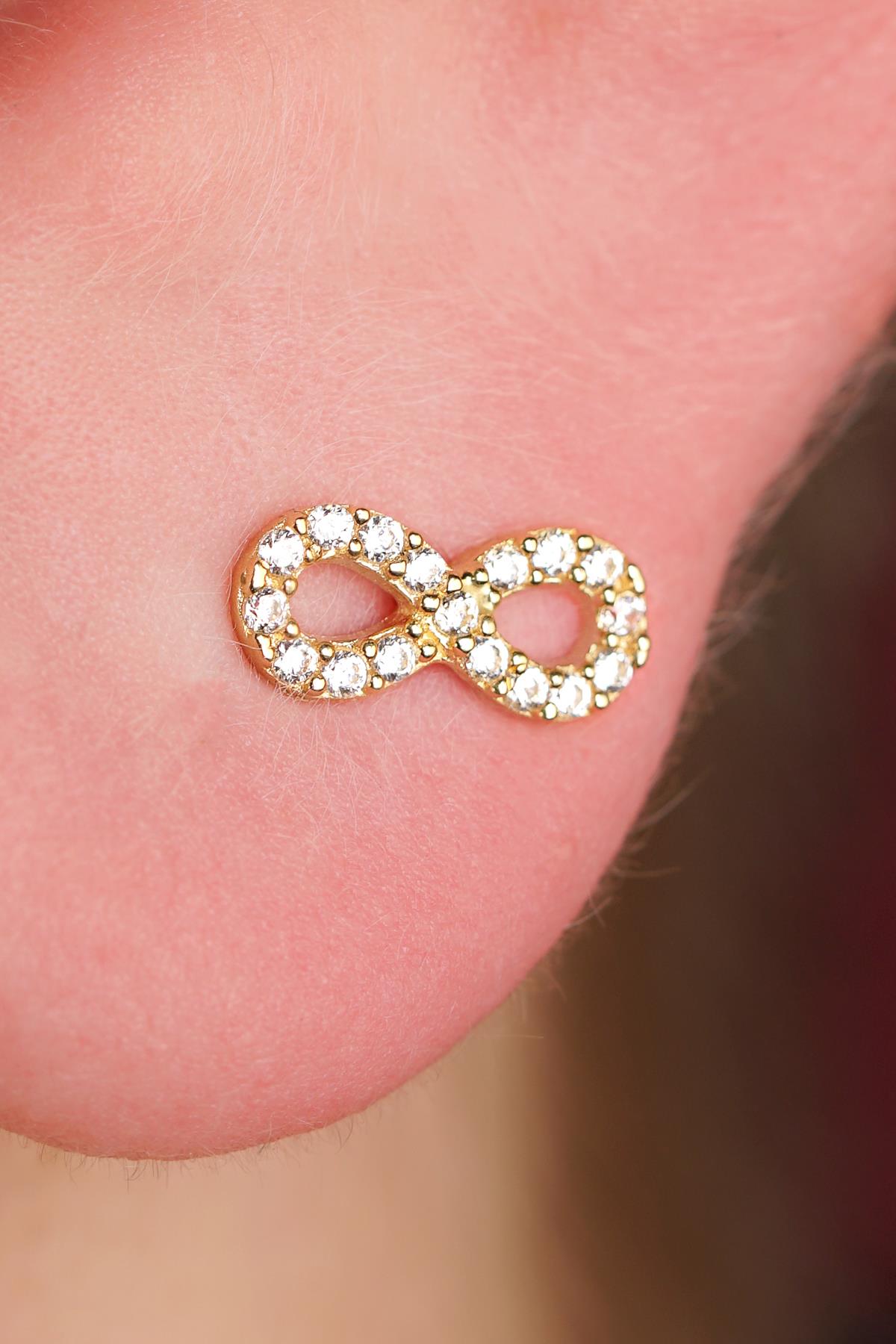 14K Gold Stone Infinity Men’s Earring