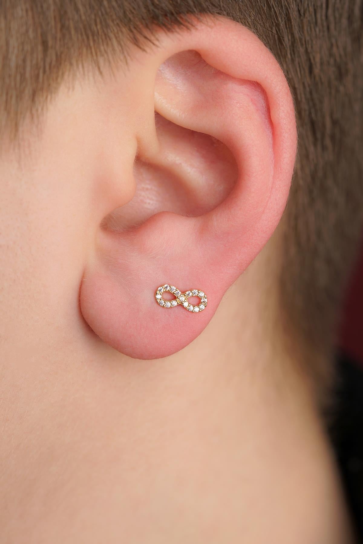 14K Gold Stone Infinity Men’s Earring