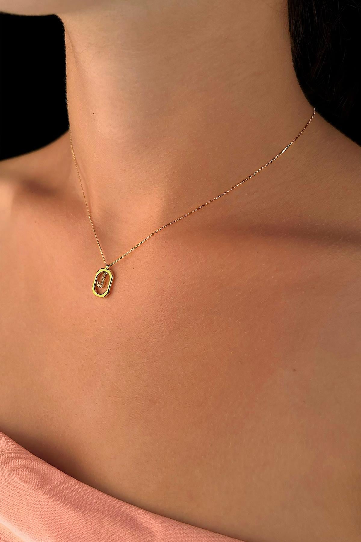 14K Gold Stone J Initial Necklace