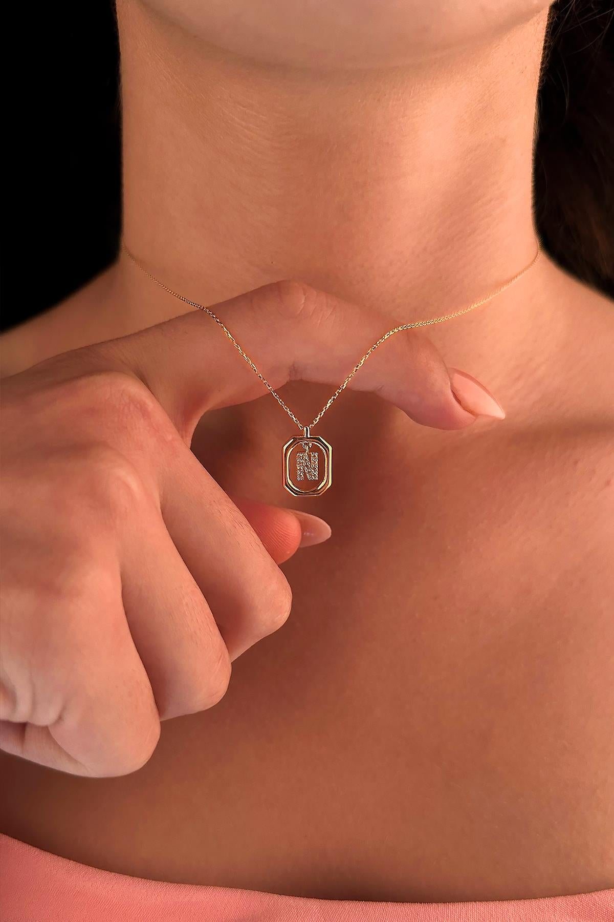 14K Gold Stone N Initial Necklace