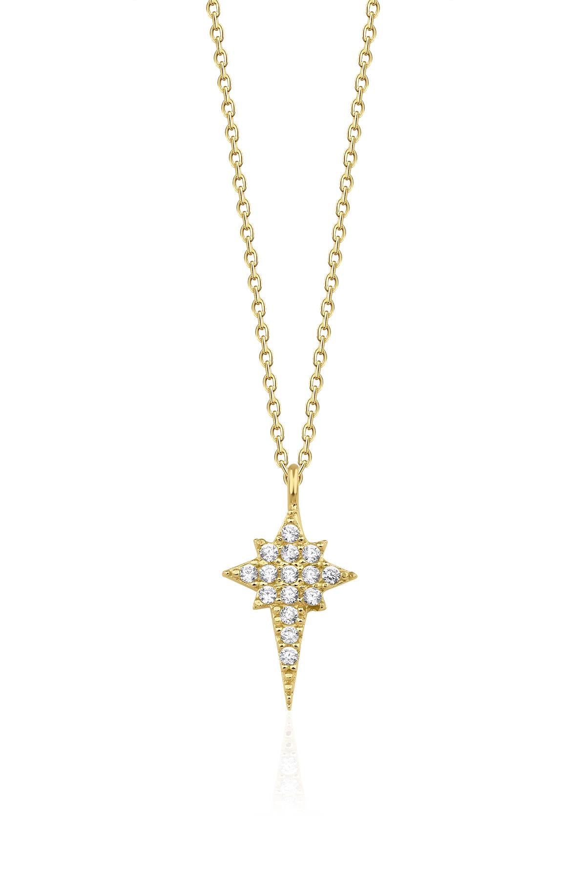 14K Gold Stone North Star Necklace