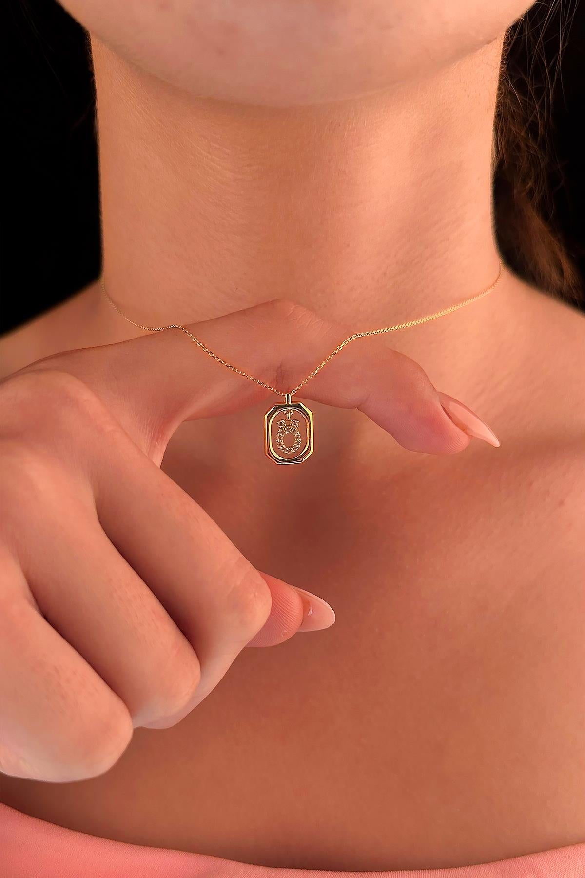 14K Gold Stone Ö Initial Necklace