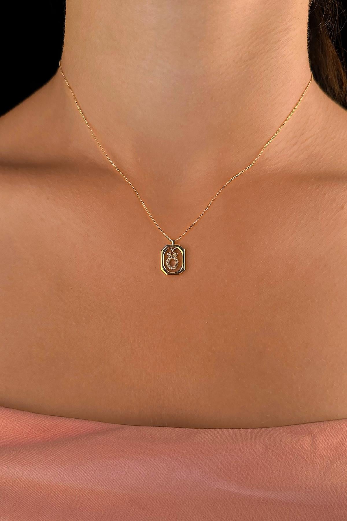 14K Gold Stone Ö Initial Necklace