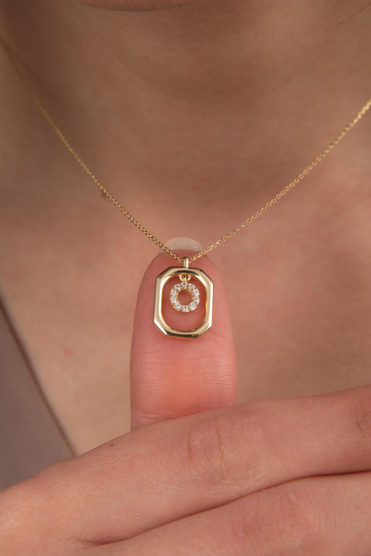 14K Gold Stone O Letter Necklace