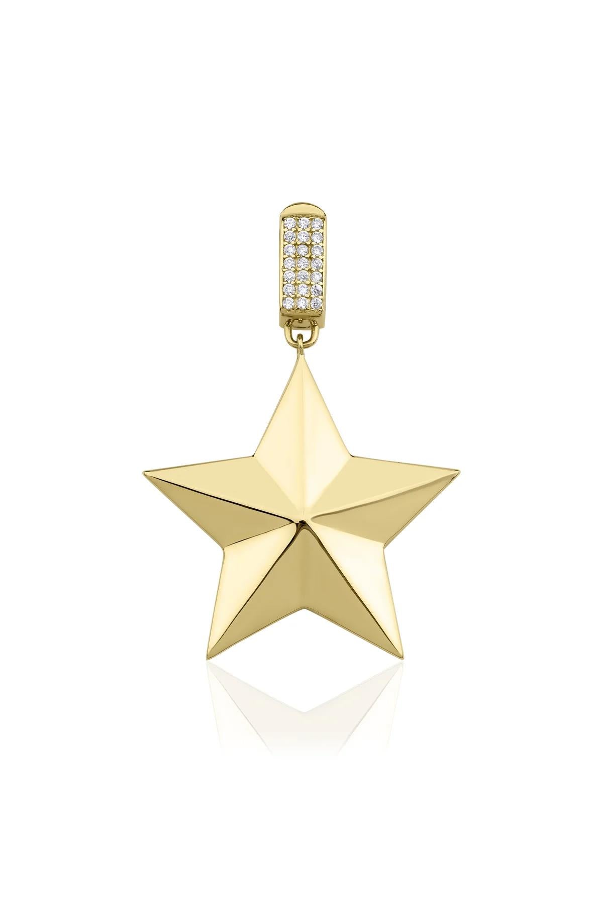 14K Gold Stone Star Charm