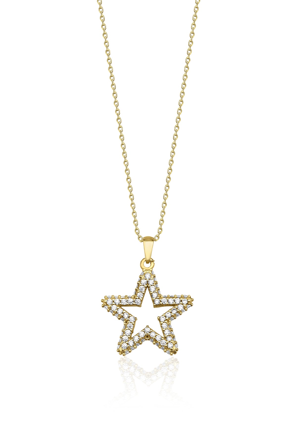 14K Gold Stone Star Necklace
