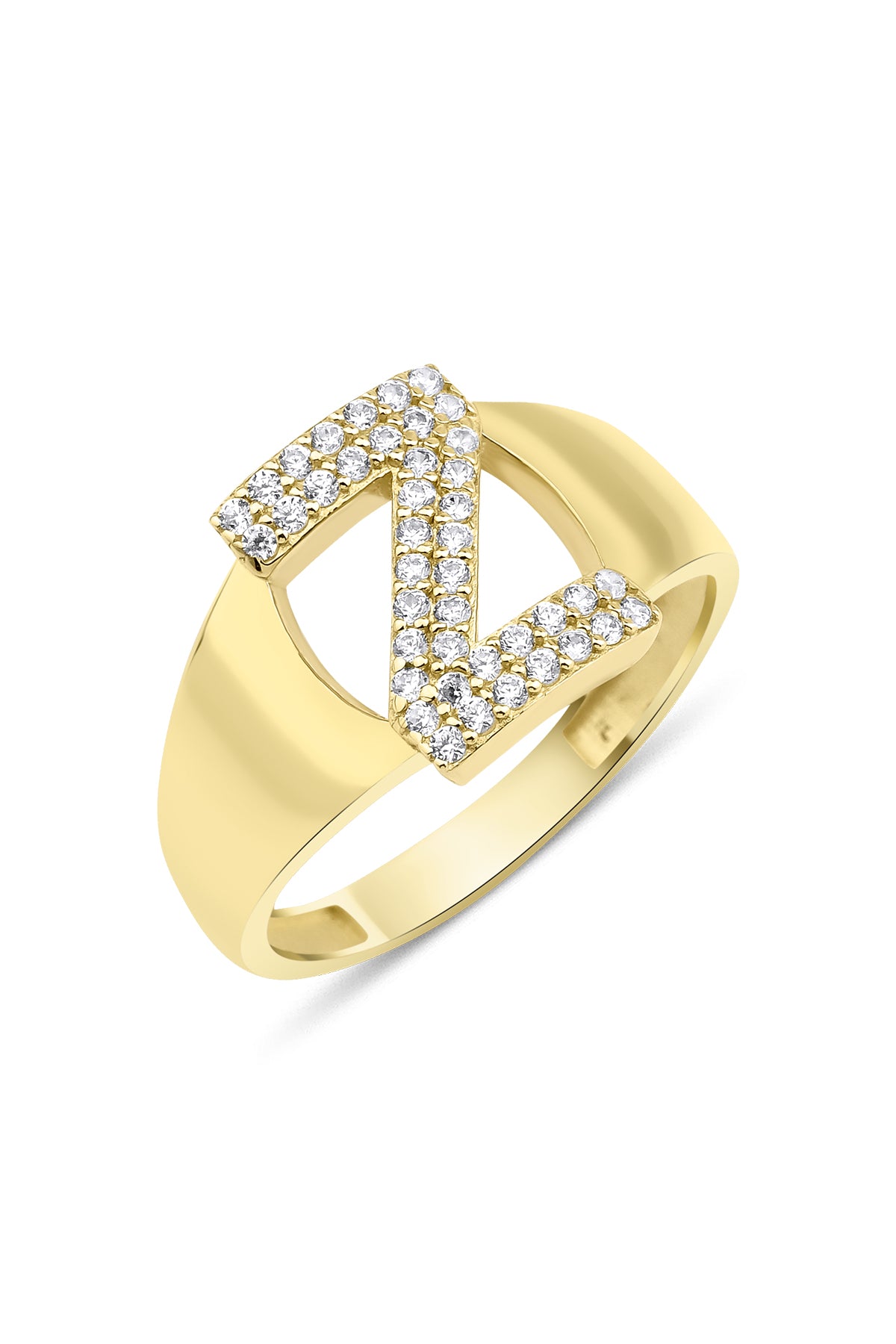 14K Gold Stone Z Initial Ring