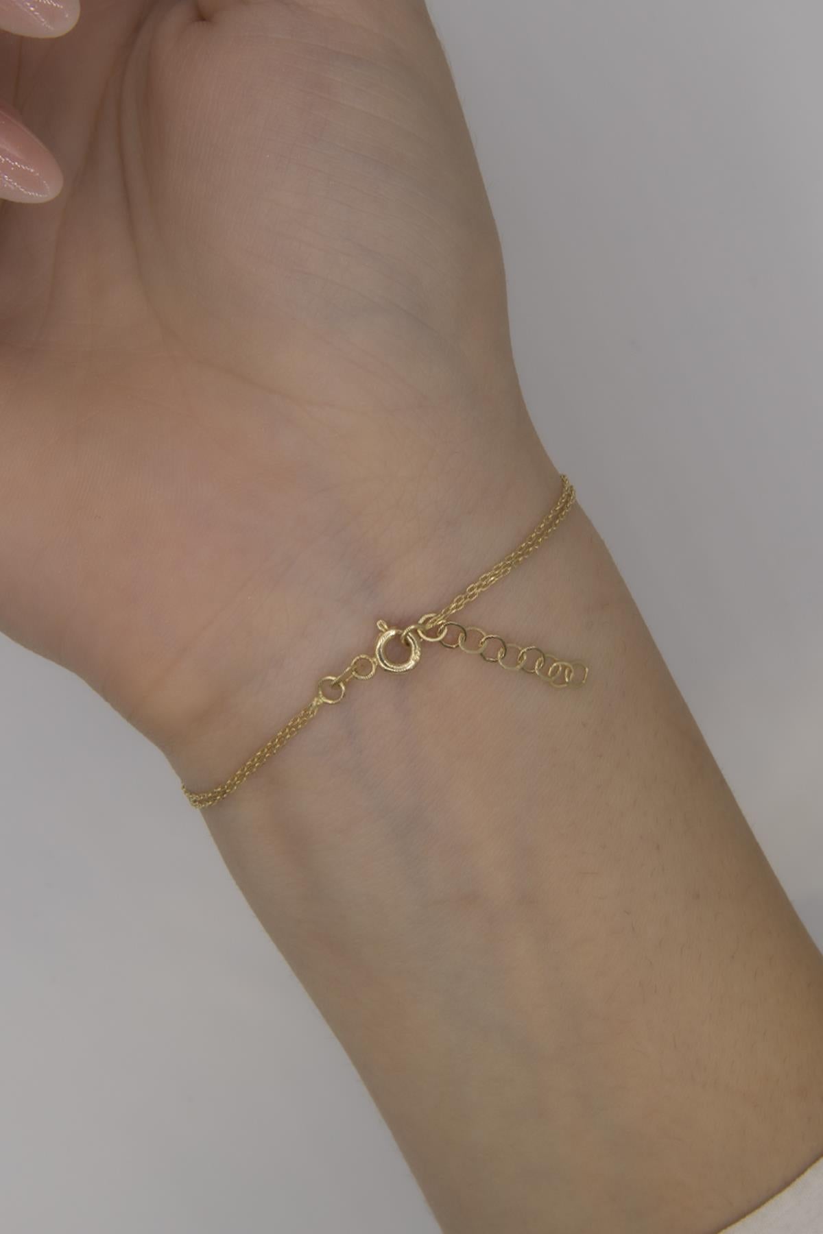 14K Gold Stoned Heart Shape Bracelet