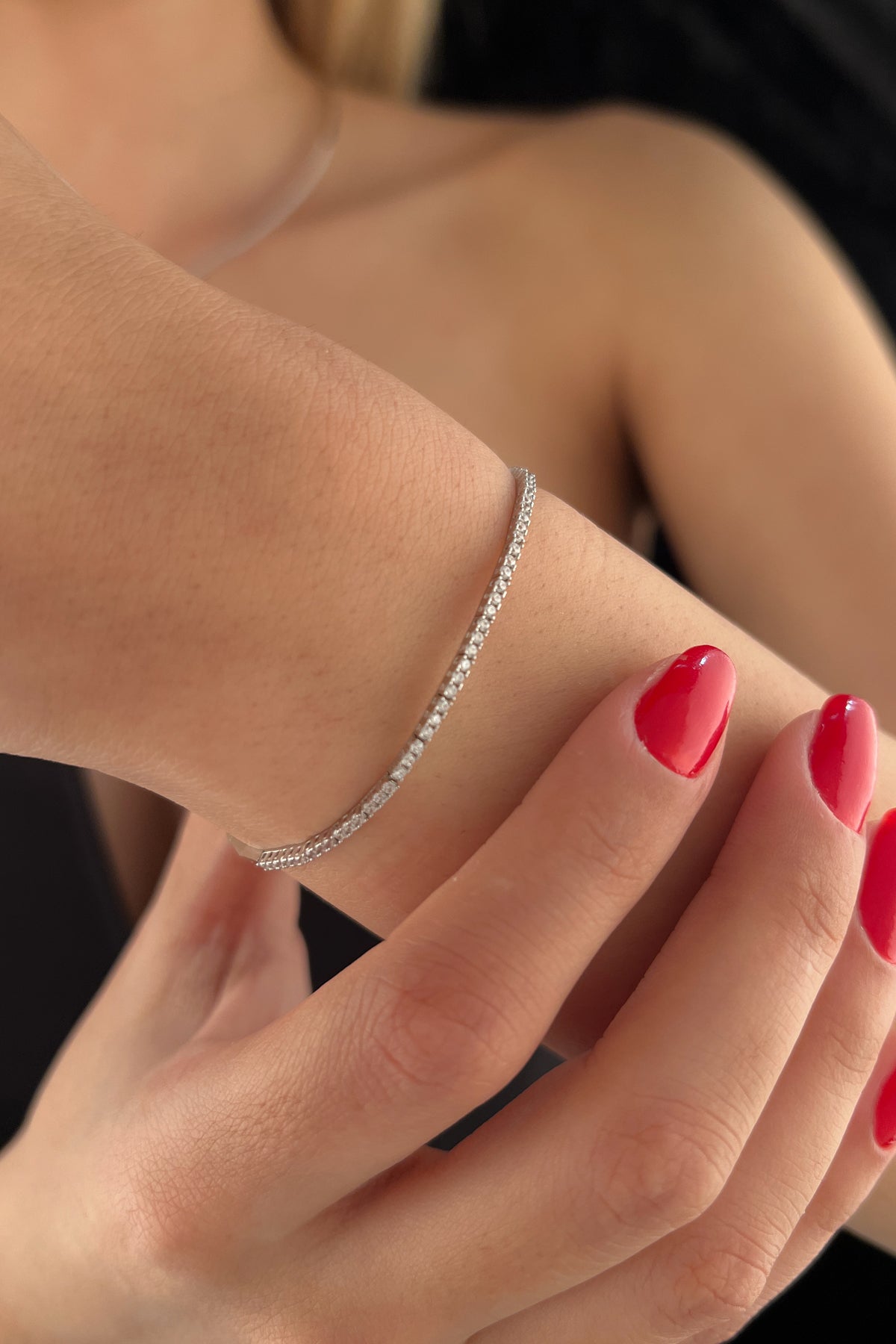 14K Gold Straight Line Tennis Bracelet