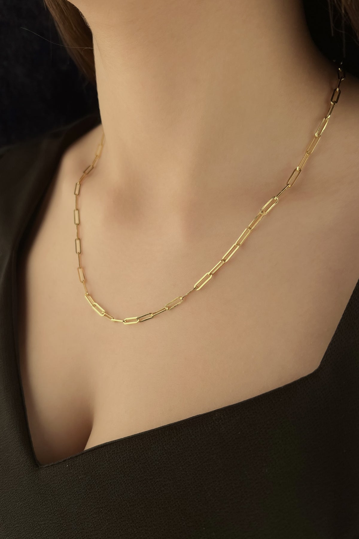 14K Gold Straight Paperclip Chain 0.122 inch