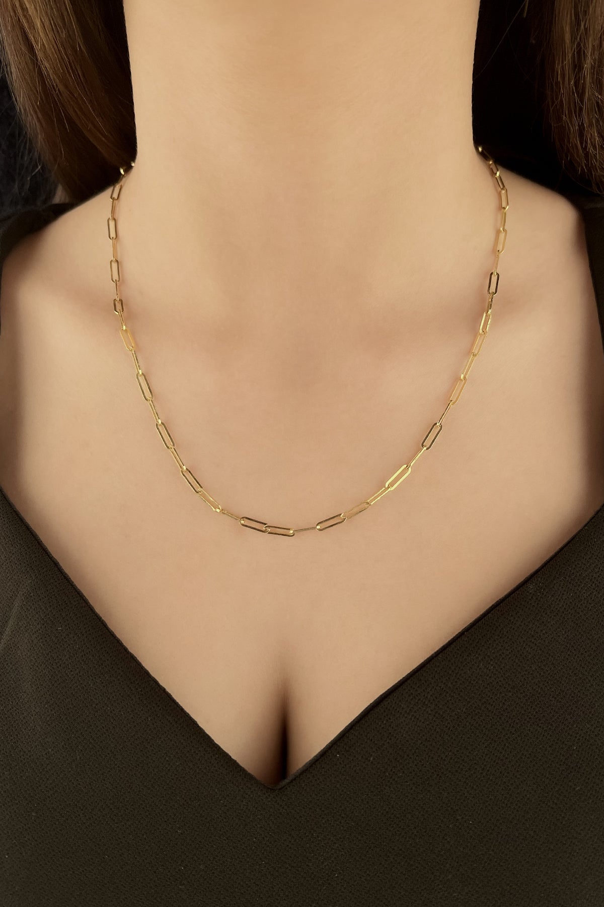 14K Gold Straight Paperclip Chain 0.122 inch