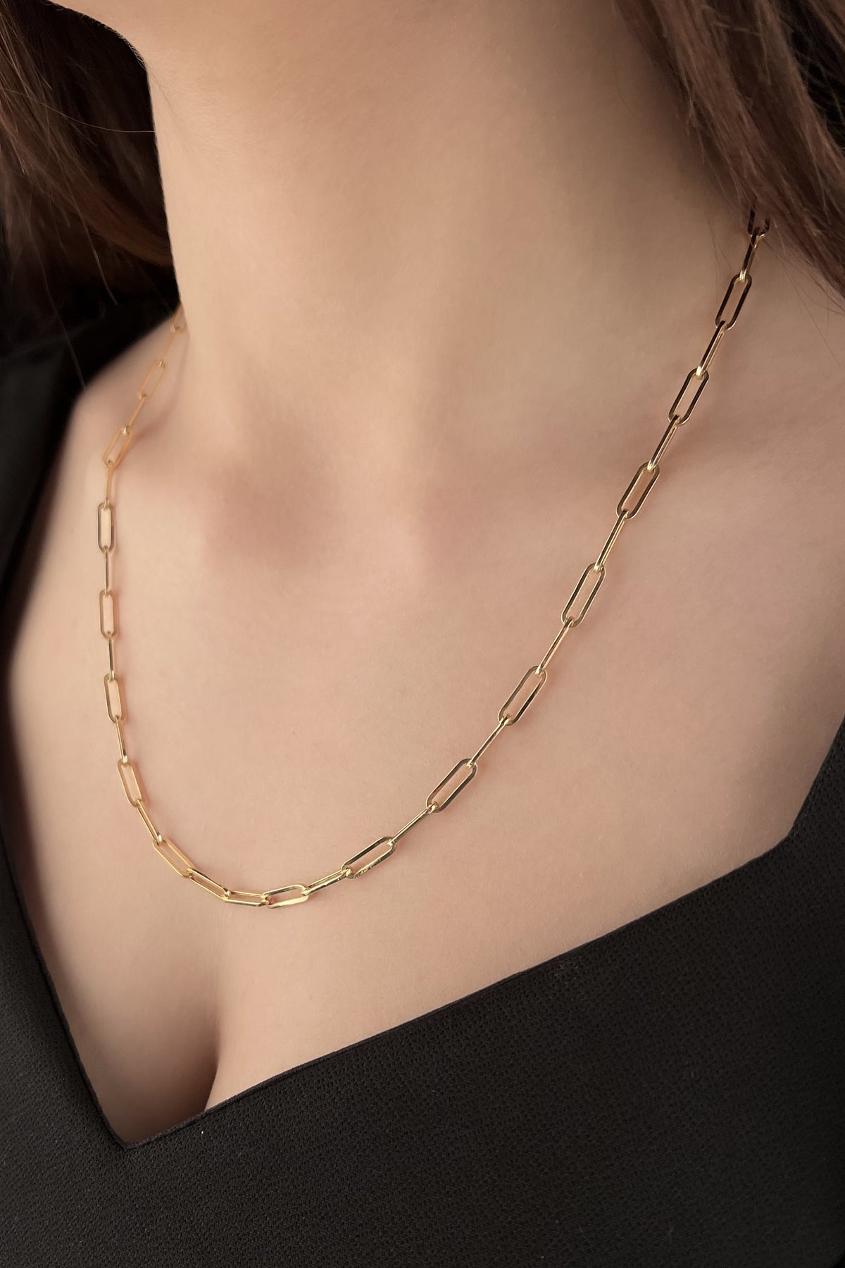 14K Gold Straight Paperclip Chain 0.149 inch
