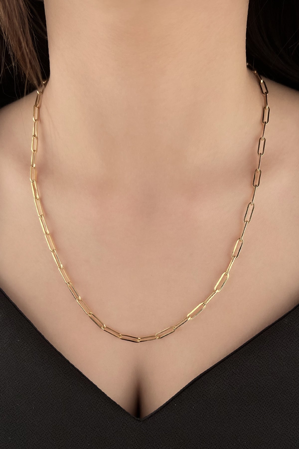14K Gold Straight Paperclip Chain 0.149 inch