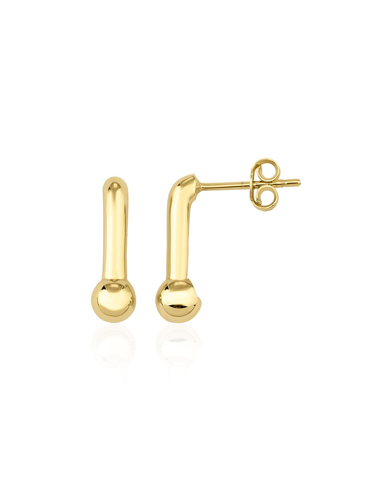 14K Gold Strip Ball Stud Earring