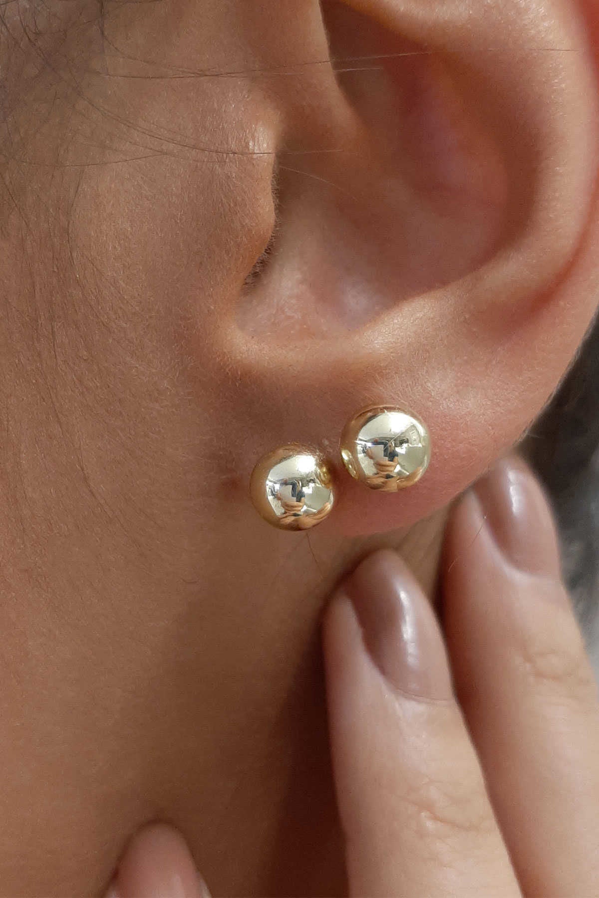14K Gold Stud Ball Earrings 0.275 inch