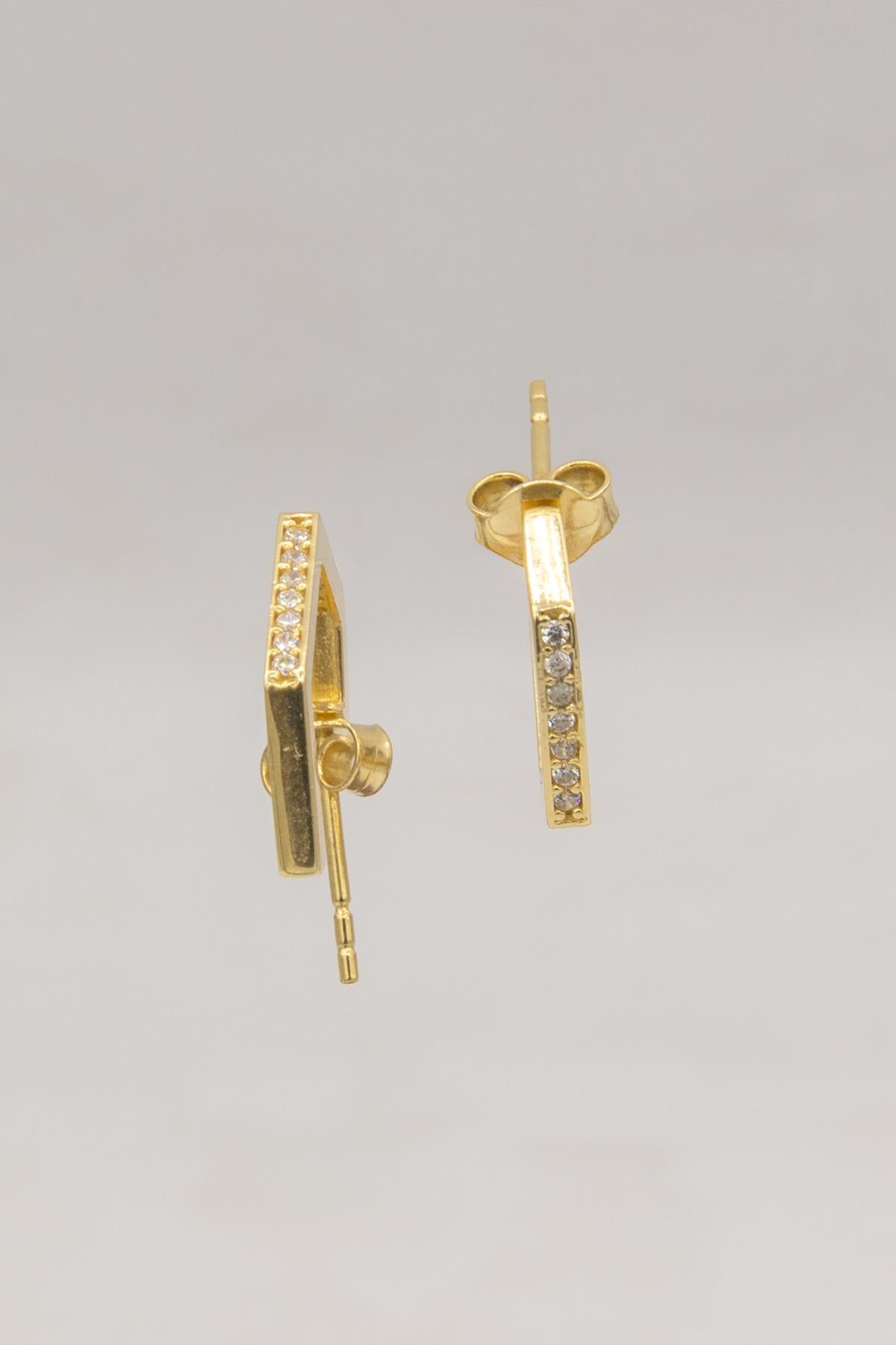 14K Gold Stud Fine Pentagon Earrings