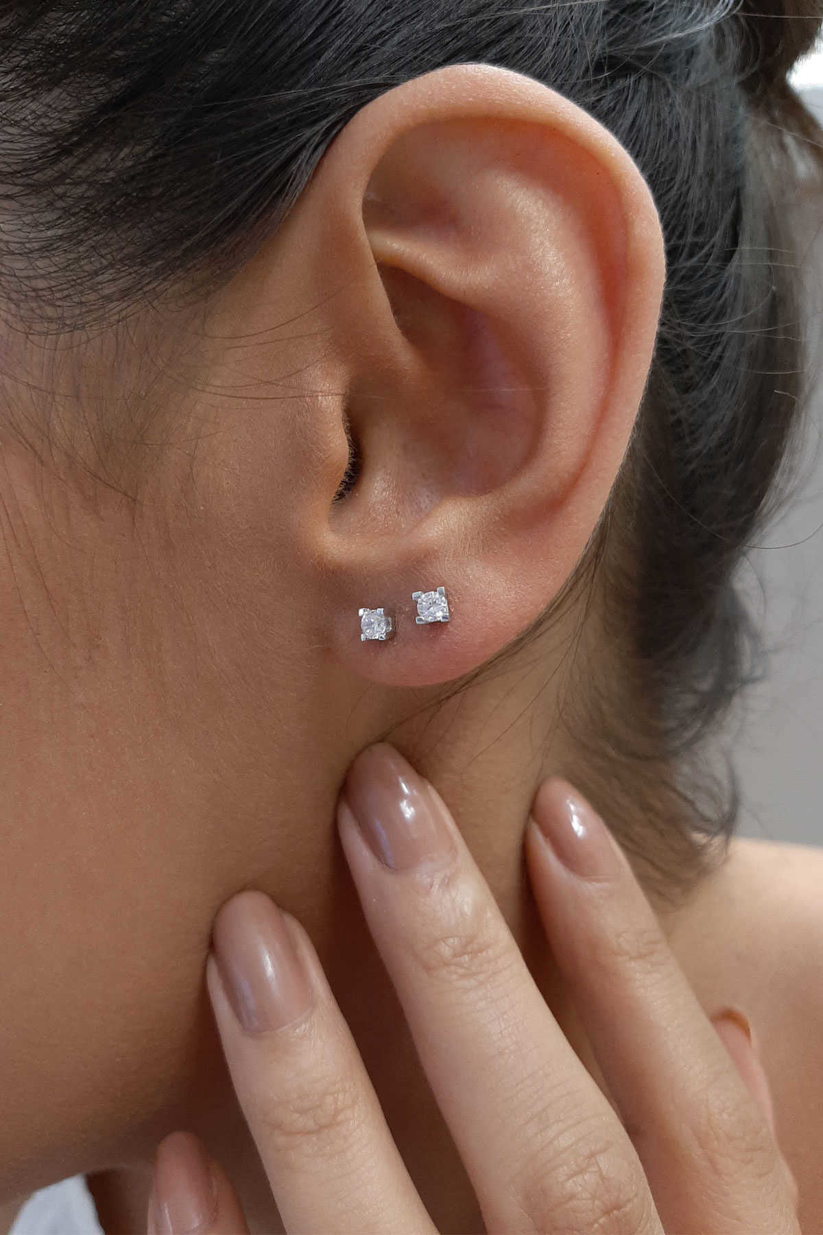 14K Gold Stud Solitaire Earrings