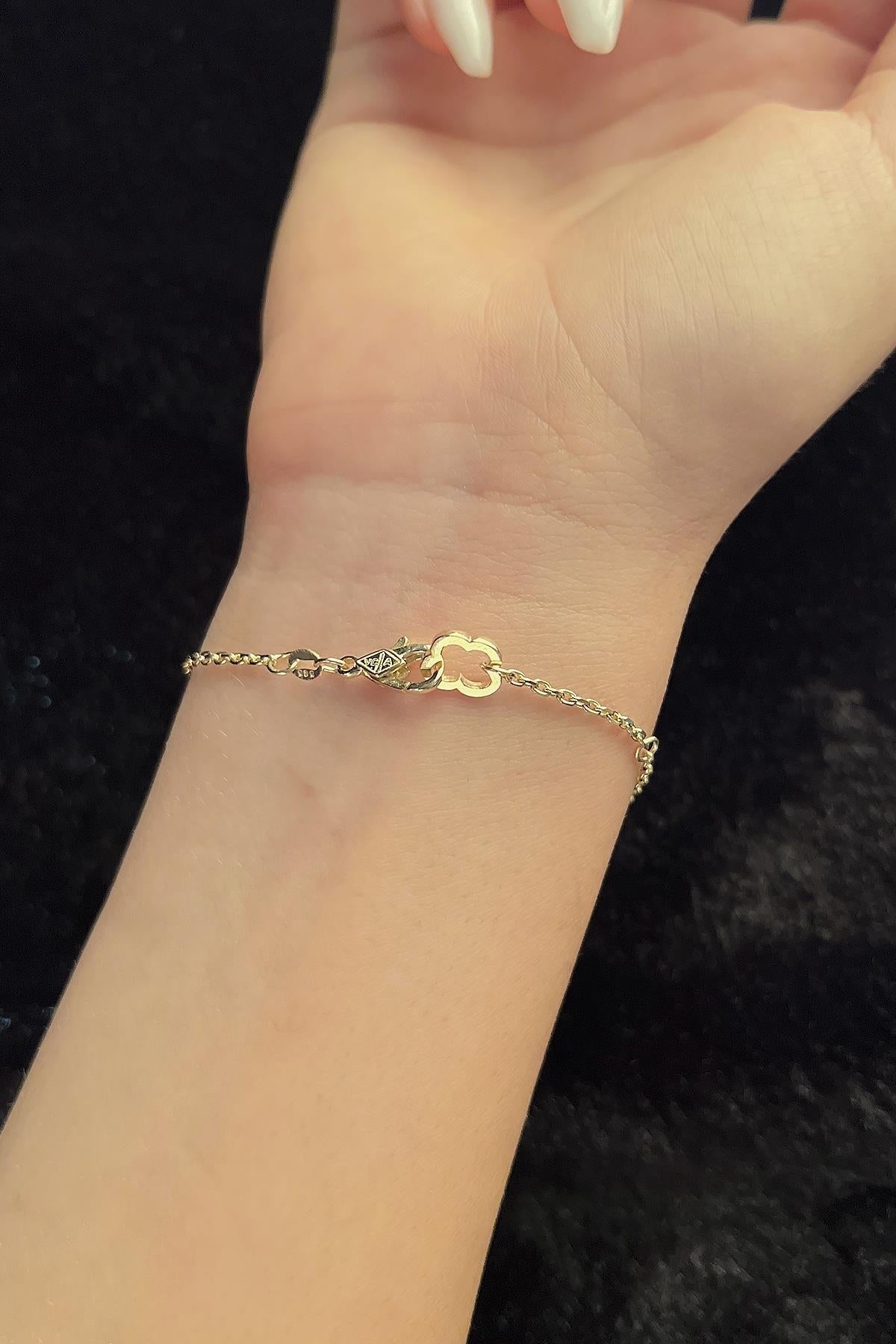 14K Gold Sunburst Clover Bracelet