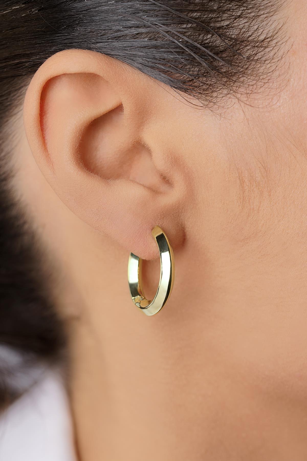 14K Gold Symmetrical Cut Hoop Earrings