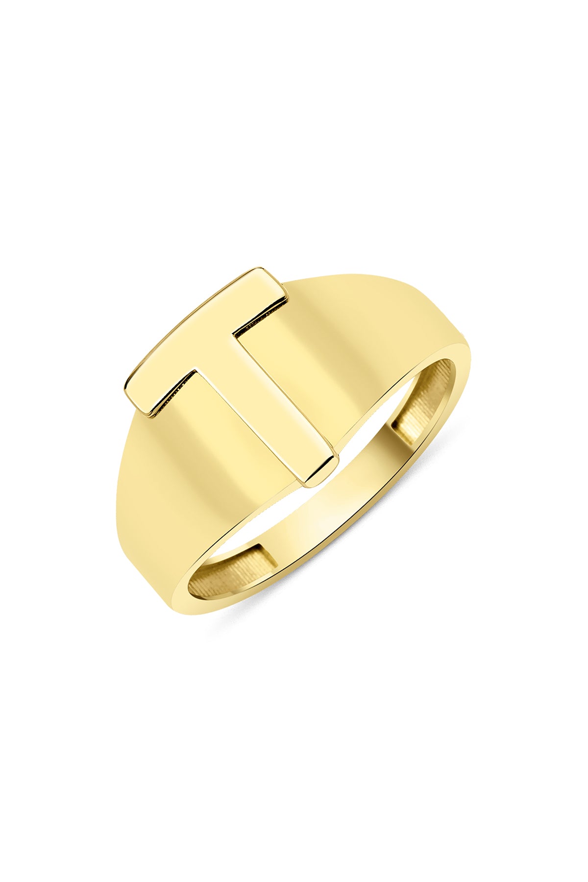 14k Gold T Initial Ring