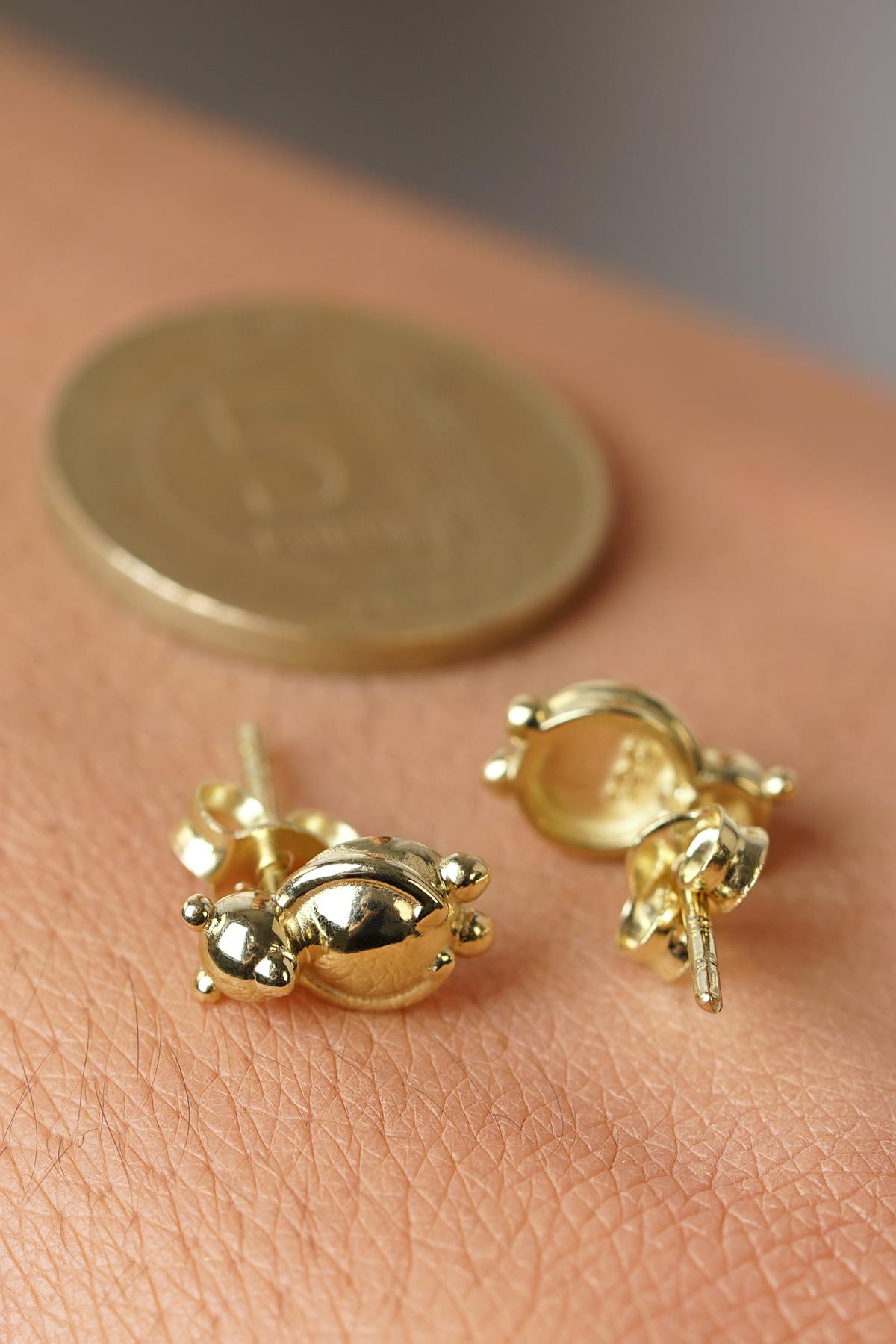 14K Gold Teddy Bear Stud Earrings